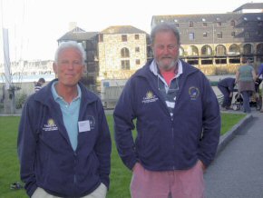 Mike (left) and Fraser in front of the Maritime Museum in Falmouth