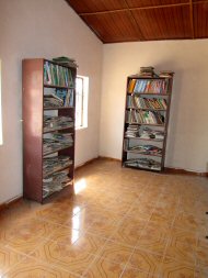 bookshelves in the library