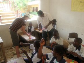 Lauren and Dan teaching one of the nursery classes