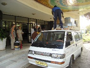 loading the minibus