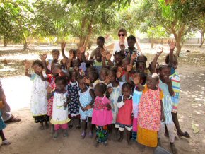 children with Esther's dresses