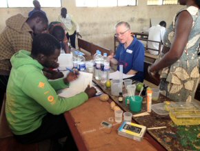 Bob showing chemistry. A very popular addition to the workshops