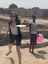 Playing frisbee with the Touray girls