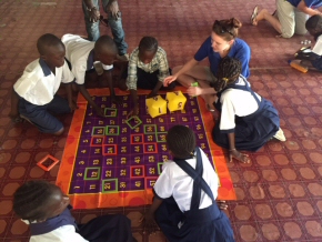 Rachel with some KKA children during the maths workshop