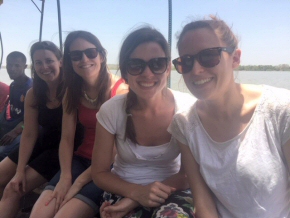 Caroline, Ellie, Rachel and Frances on the boat