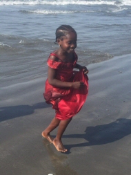 Fatima enjoying the sea