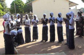 The Grade 9 children at Misera Basic Cycle school singing and dancing