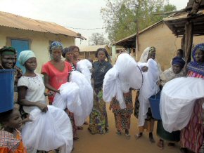 distributing mosquito nets at Sankuya