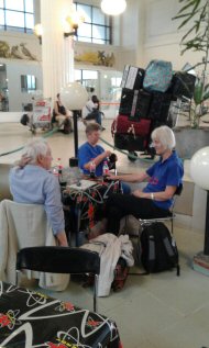 David, Carole and Regina at the airport cafe