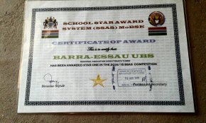 Award certificate for Barra-Essau UBS