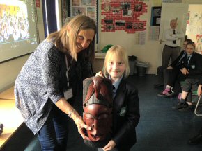 Pippa presenting Lamin to one of the younger CAEA students