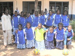 girls in their football kit