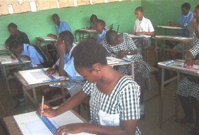 students at work in Crab Island technical drawing room