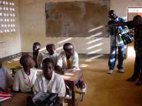 another view of a class in one of the classrooms with a new concrete floor