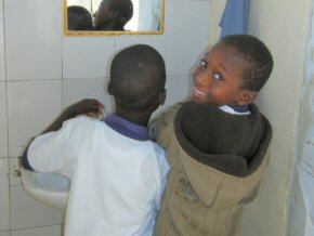 wash basin in use