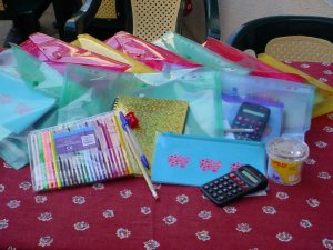 prizes consist of colourful plastic folders pencil sets and calculators