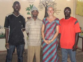 Jacy with staff members of the library committee