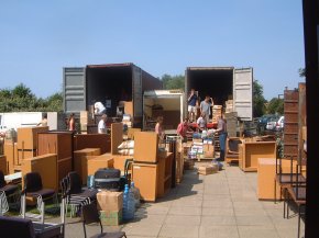 two containers being loaded in 2004