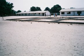 January 2005 - the multipupose court under construction - block wall foundations