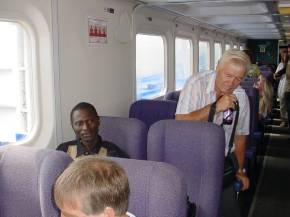 Ian and Bakary on board the hovercraft