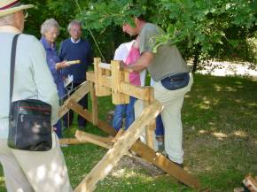 turning wood on a pole lathe at Singleton