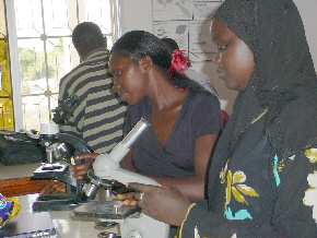 Students at Banjul University using  microscopes 1