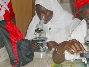 Students at Banjul University using  microscopes 4