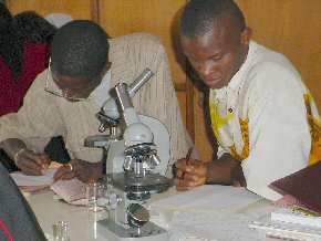 Students at Banjul University using  microscopes 6