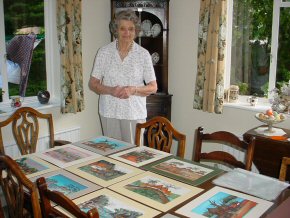 Pippa's mum and some of Ousman's paintings