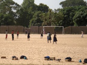 Girls playing football during their games session