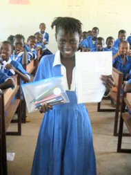 newly sponsored child with pencil case