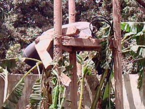 collapsed water tower tank and platform