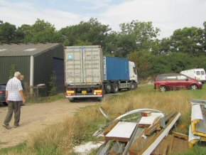 container being backed in