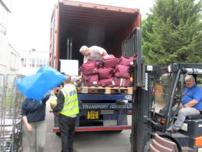 Andrew and forklift loading parcels