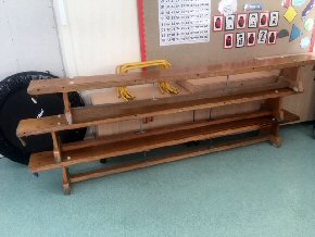 wooden benches