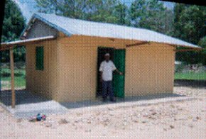 the new kitchen is finished with rendered walls and currogated iron roof