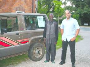 Mr Bakary Gitteh and Paul Clifford pose by 'Super Trooper' at Southwater