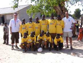 Rupert & Paul with the Bakalarr team wearing their ex-Slough Football Team kit