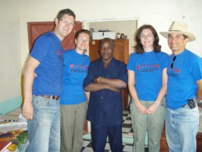 Adam, Katie, Clare and Guillermo with Kings Kid headmaster Jacob Amadi