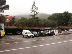 Some of the cars parked at the hotel on the morning of Monday 14 January