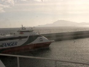 Leaving Tarifa with Gibraltar in the background