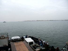 Banjul in the distance from the ferry