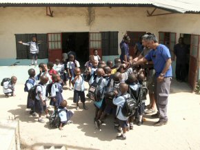 Shaking hands with the Nursery kids