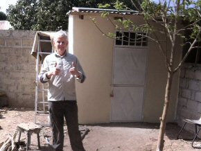 Andy outside the completed Power Hut