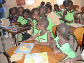 children with their new books