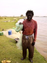 Bozo fisherman on Niger river near Segou, Mali