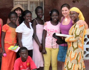 Tina and Frances with some sponsored children