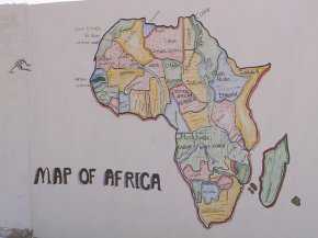 wall panel showing a map of Africa